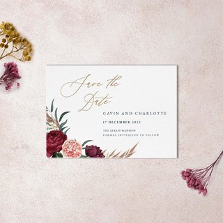 Burgundy Floral Save the Date 