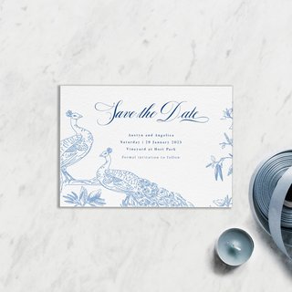 Chinoiserie Peacock 2.0 Save the Date 