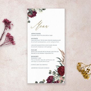 Burgundy Floral Menu