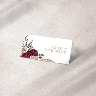 Burgundy Floral Place Card