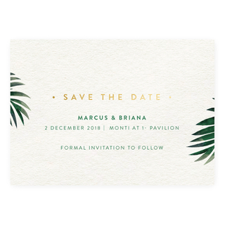Tropical Palm - Save the Date with Gold Foil