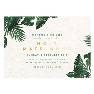 Tropical Palm - Solemnisation Invite with Gold Foil