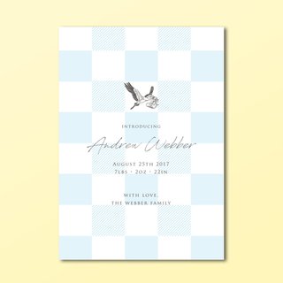 Classic Checkered Birth Announcement with Customisable Motif