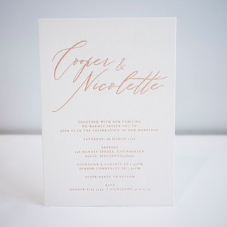 La Moderna Calligraphy Letterpress Wedding Invitation