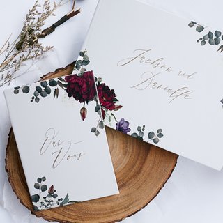 Personalised Wedding Guestbook - Burgundy Botanicals