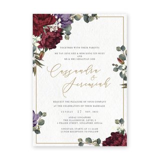 Enchanting Burgundy Wedding Invitation