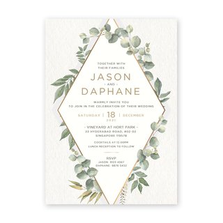 Geometric Eucalyptus Wedding Invitation