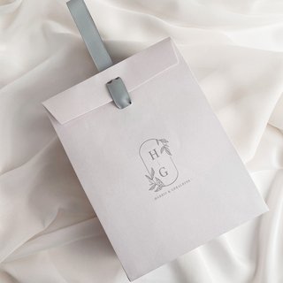 Ribbon Paper Bag - Modern Leaf Monogram 